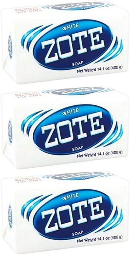 (PACK OF 3 BARS) Zote WHITE Laundry Bar Soap, with Even MORE Whitening Power & Satin Remover. Light Fresh Scent! Safe for delicate clothes! (3 Bars, 14.1oz Each Bar)