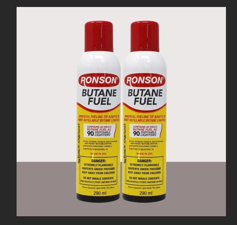 Ronson Butane Fuel 290 ml with Universal fueling tip Pack of 2